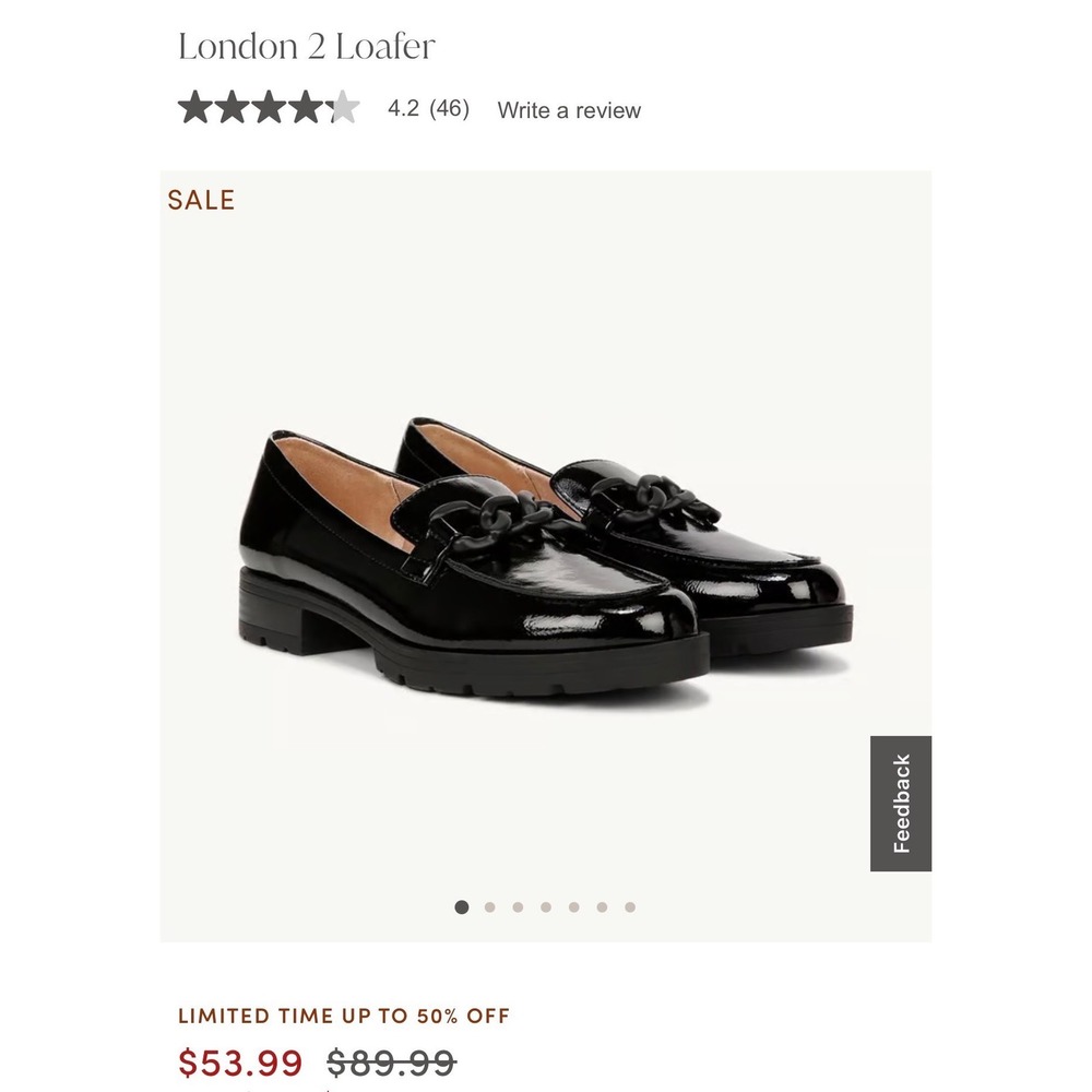 LifeStride London 2 Black Crinkle Chain Loafer Lug Sole Shoes 7.5W WIDE New - Picture 2 of 11